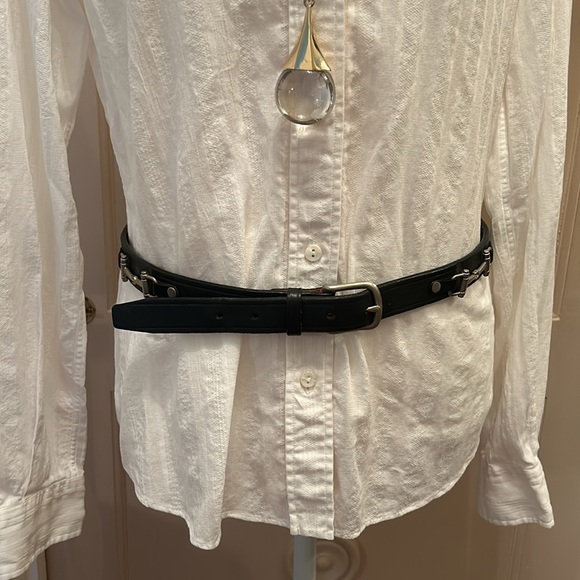 TORY Double snaffle silver horse bit, preowned black leather belt - Picture 7 of 8